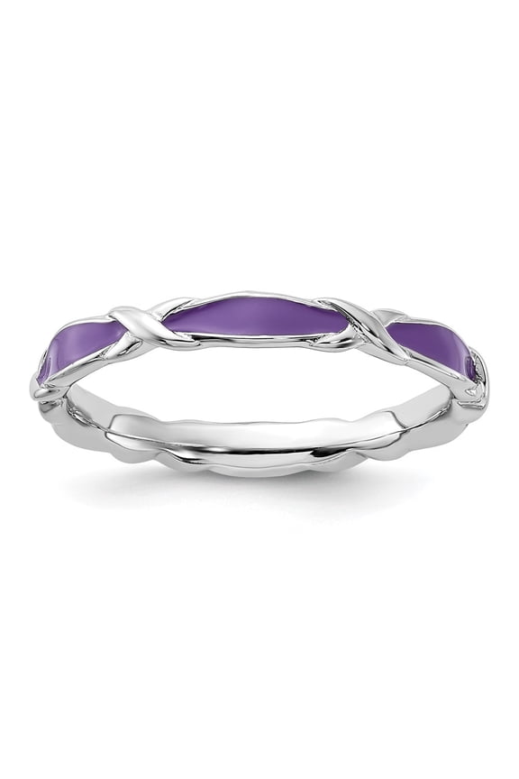 Sterling Silver Stackable Expressions Purple Enameled Ring