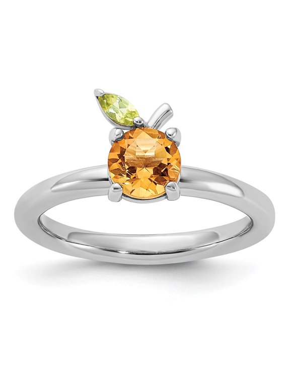 Sterling Silver Stackable Expressions RH-plated Citrine Peridot Orange Ring