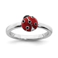 thumbnail image 1 of Sterling Silver Stackable Expressions Red & Black Enamel Ring - Size 8, 1 of 3