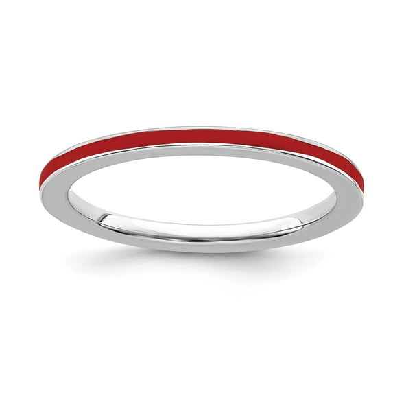 Sterling Silver Stackable Expressions Red Enameled 1.5mm Ring - Size 8