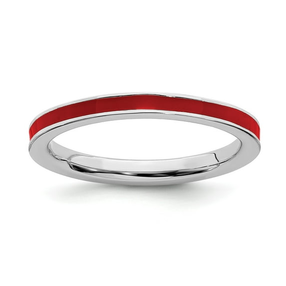 Sterling Silver Stackable Expressions Red Enameled 2.25mm Ring - Size 9