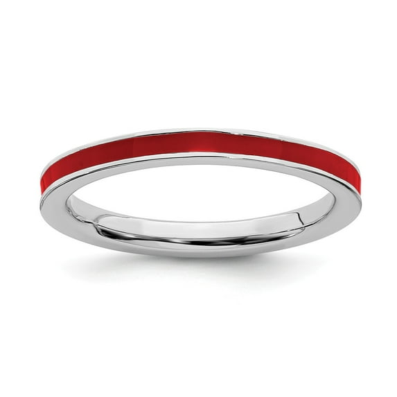 Sterling Silver Stackable Expressions Red Enameled 2.25mm Ring
