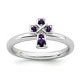 thumbnail image 1 of Sterling Silver Stackable Expressions Rhodium Amethyst Cross Ring, 1 of 1