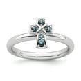thumbnail image 1 of Sterling Silver Stackable Expressions Rhodium Aquamarine Cross Ring - Size 5, 1 of 3