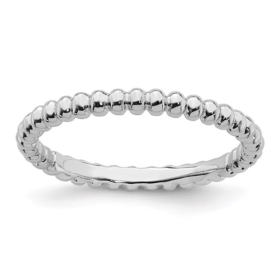 Sterling Silver Stackable Expressions Rhodium Beaded Ring