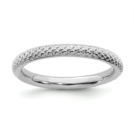 Sterling Silver Stackable Expressions Rhodium Cable Ring - Size 5