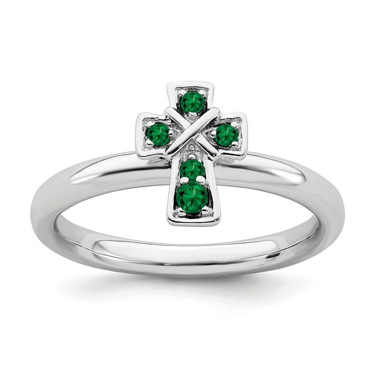 Sterling Silver Stackable Expressions Created Emerald Claddagh Ring Sterling Silver Stackable Expressions Created Emerald Claddagh Ring