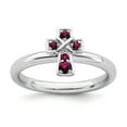 thumbnail image 1 of Sterling Silver Stackable Expressions Rhodium Created Ruby Cross Ring - Size 7, 1 of 3