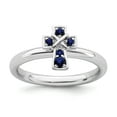 thumbnail image 1 of Sterling Silver Stackable Expressions Rhodium Created Sapphire Cross Ring - Size 10, 1 of 3