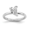 thumbnail image 1 of Sterling Silver Stackable Expressions Rhodium Plated Butterfly 0.02 Ct. Diamond Ring Size 10, 1 of 5