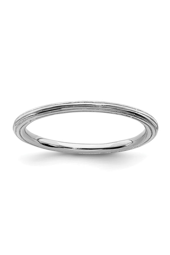 Sterling Silver Stackable Expressions Rhodium Plated Step Down Ring Size 7