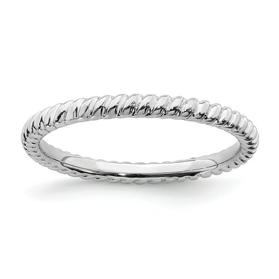Sterling Silver Stackable Expressions Rhodium Plated Twisted Ring Size 8
