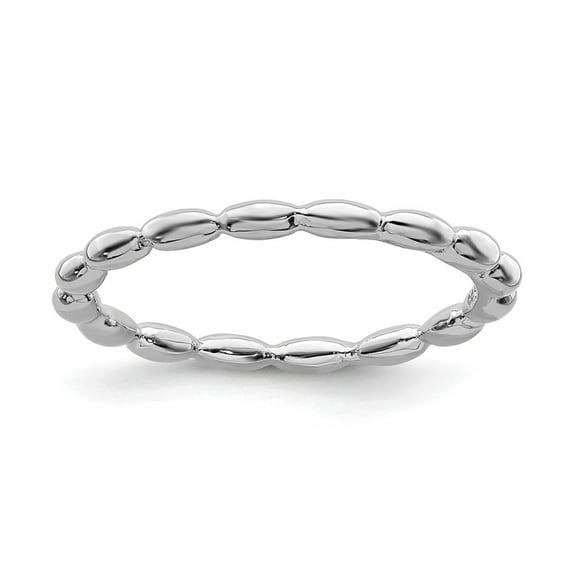 Sterling Silver Stackable Expressions Rhodium Rice Bead Ring