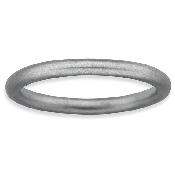 Sterling Silver Stackable Expressions Rhodium Satin Ring - Size 7