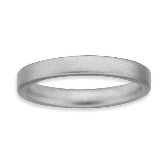 Sterling Silver Stackable Expressions Rhodium Satin Ring - Size 9