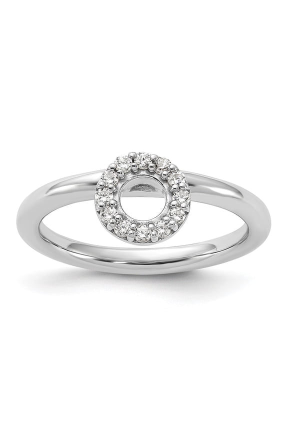 Sterling Silver Stackable Expressions Rhodium-plated CZ O Ring Size -9