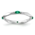 thumbnail image 1 of Sterling Silver Stackable Expressions Rhodium-plated Created Emerald Ring, 1 of 7