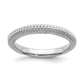 thumbnail image 1 of Sterling Silver Stackable Expressions Rhodium-plated Domed Ring, 1 of 1