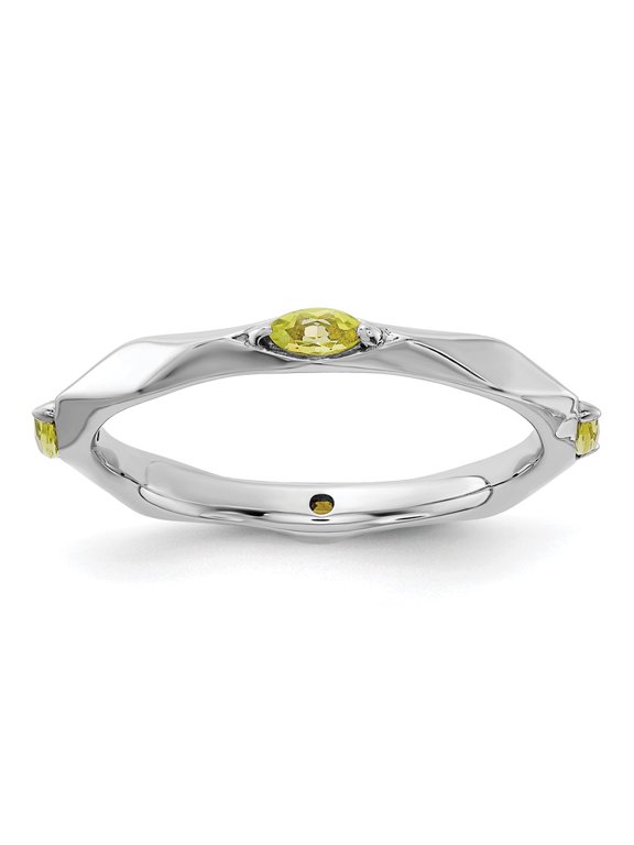 Sterling Silver Stackable Expressions Rhodium-plated Peridot Ring