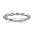 thumbnail image 1 of Sterling Silver Stackable Expressions Rhodium-plated Polished and Textured Twist Ring, 1 of 1