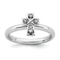 thumbnail image 1 of Sterling Silver Stackable Expressions Rhodiumed 0.12 Ct. White Topaz Cross Ring Size 6, 1 of 5