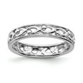 thumbnail image 1 of Sterling Silver Stackable Expressions Rhodiumed Carved Pattern Ring Size 10, 1 of 5