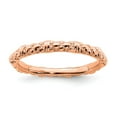 thumbnail image 1 of Sterling Silver Stackable Expressions Rose Gold Plated Nugget Cable Ring Size 5, 1 of 5