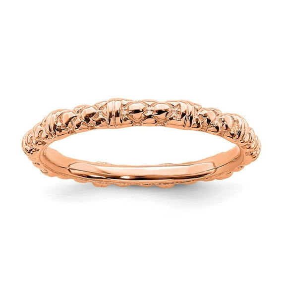 Sterling Silver Stackable Expressions Rose Gold Plated Nugget Cable Ring Size 5