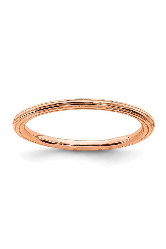 Sterling Silver Stackable Expressions Rose Gold Plated Step Down Ring Size 10
