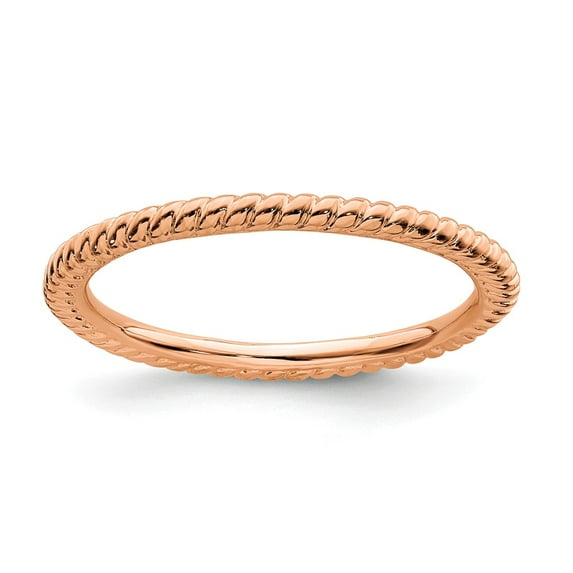 Sterling Silver Stackable Expressions Rose Gold Plated Tight Twisted Ring Size 8