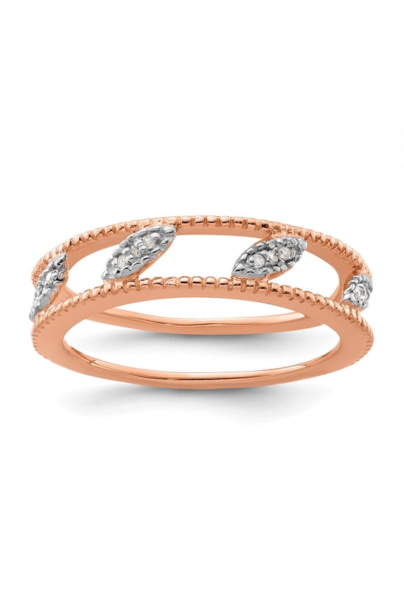 Sterling Silver Stackable Expressions Rose Gold-plated Diamond Jacket Ring
