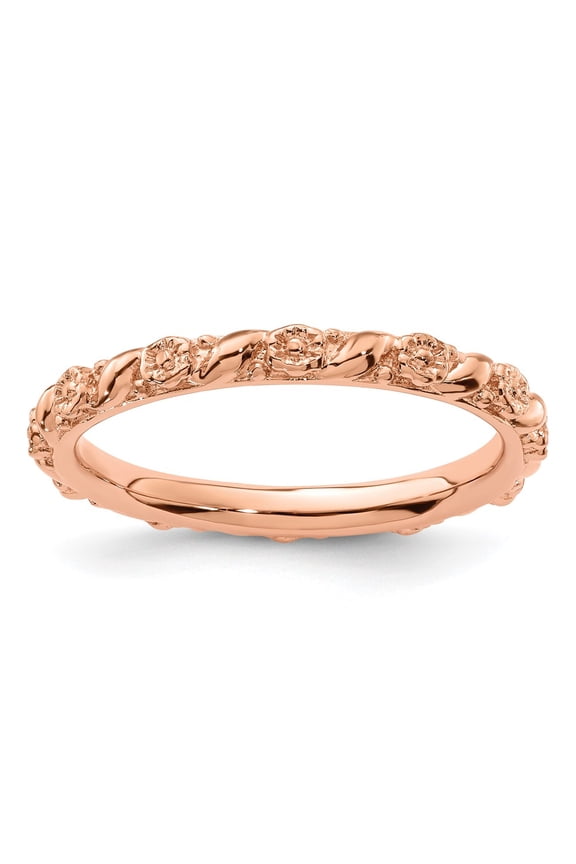Sterling Silver Stackable Expressions Rose Gold-plated Flower Ring