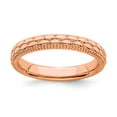 thumbnail image 1 of Sterling Silver Stackable Expressions Rose Gold-plated Patterned Ring - Size 9, 1 of 3