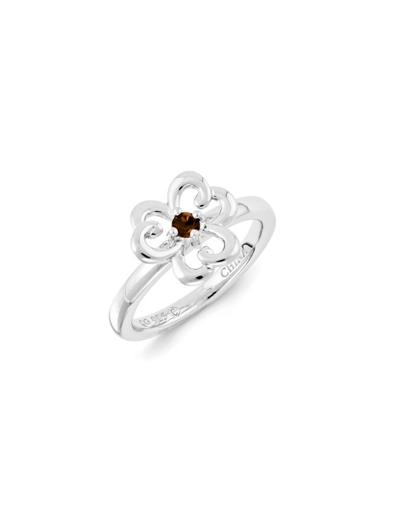 Sterling Silver Stackable Expressions Smokey Crystal Ring