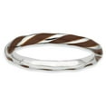 thumbnail image 1 of Sterling Silver Stackable Expressions Twisted Brown Enameled Ring - Size 6, 1 of 3