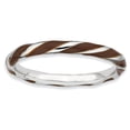 thumbnail image 1 of Sterling Silver Stackable Expressions Twisted Brown Enameled Ring, 1 of 1