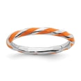 thumbnail image 1 of Sterling Silver Stackable Expressions Twisted Orange Enameled Ring - Size 8, 1 of 3