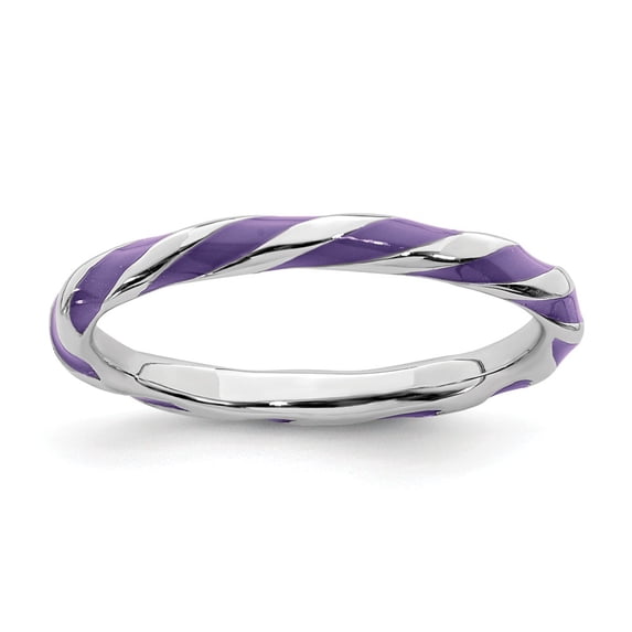 Sterling Silver Stackable Expressions Twisted Purple Enameled Ring