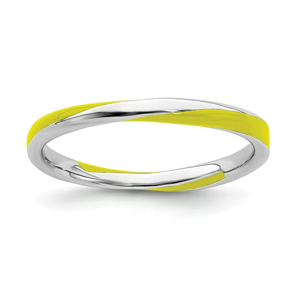 Sterling Silver Stackable Expressions Twisted Yellow Enameled Ring