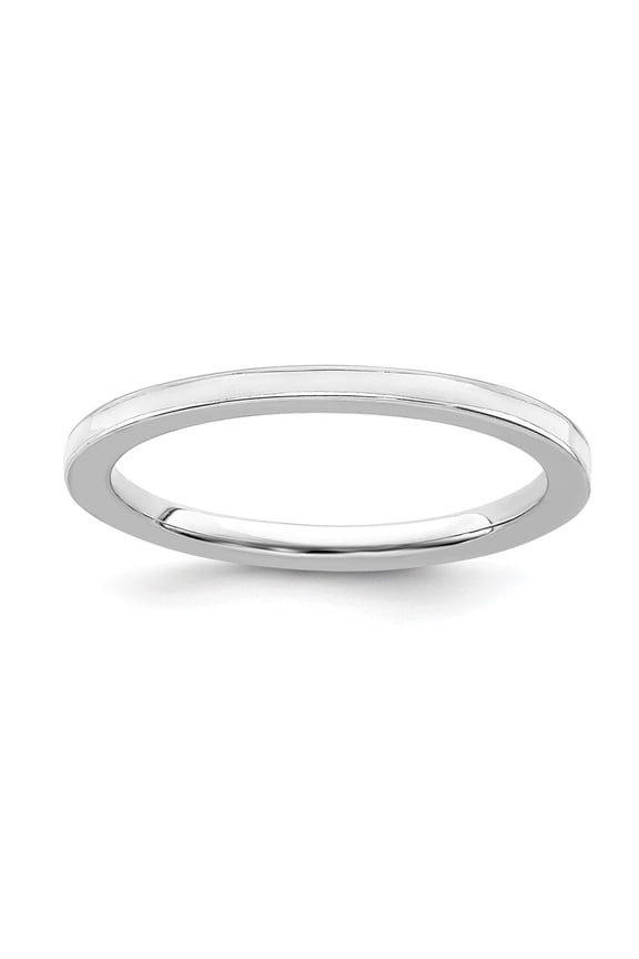 Sterling Silver Stackable Expressions White Enameled 1.5mm Ring