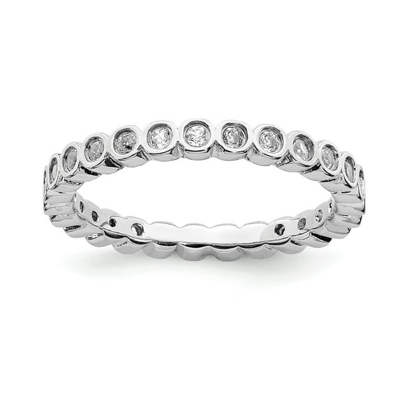 Sterling Silver Stackable Expressions White Topaz Ring - Size 8