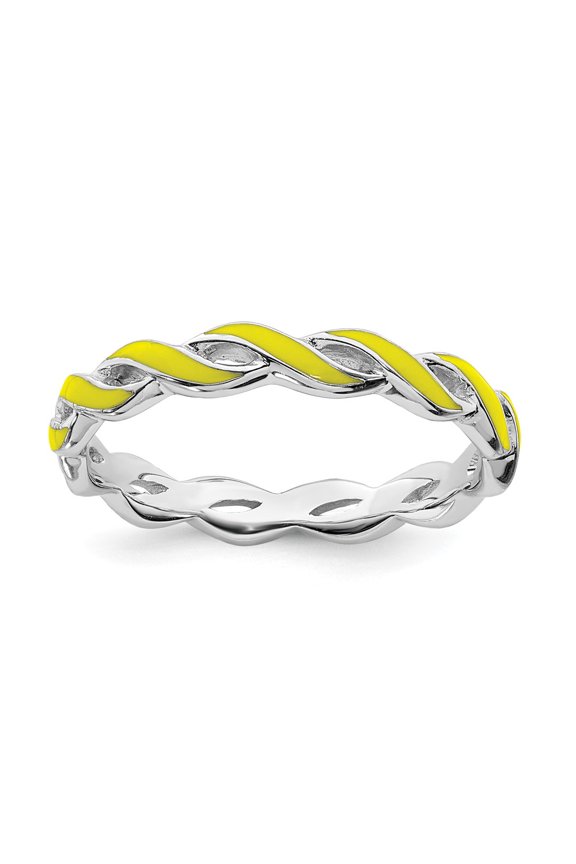 Sterling Silver Stackable Expressions Yellow Enamel Ring