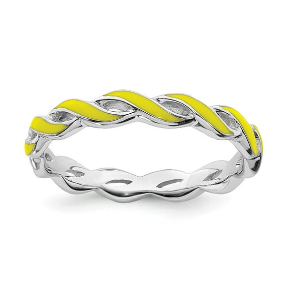 Sterling Silver Stackable Expressions Yellow Enamel Ring