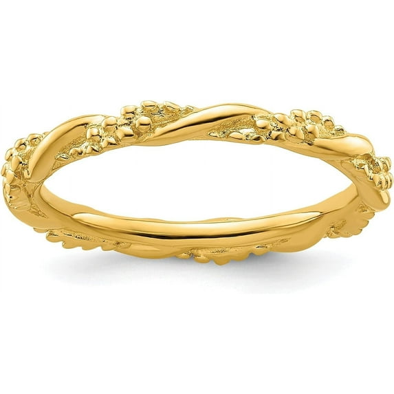 Sterling Silver Stackable Expressions Yellow-plated Twist Ring - Ring Size 8.0