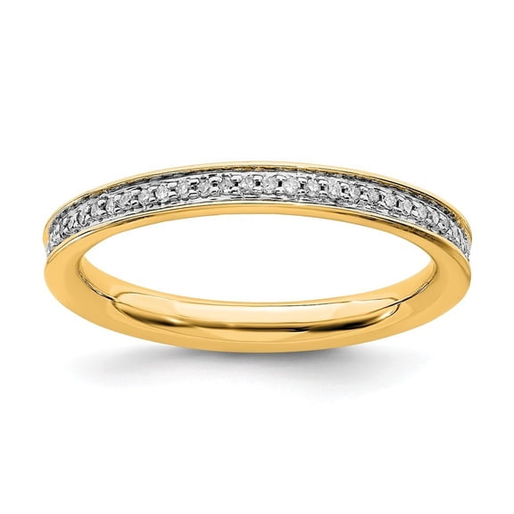 Sterling Silver Stackable and Diamonds Gold-Flashed Ring - .21 dwt - Size 7