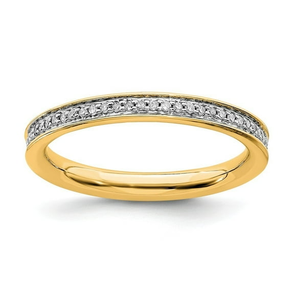 Sterling Silver Stackable and Diamonds Gold-Flashed Ring - .21 dwt - Size 7