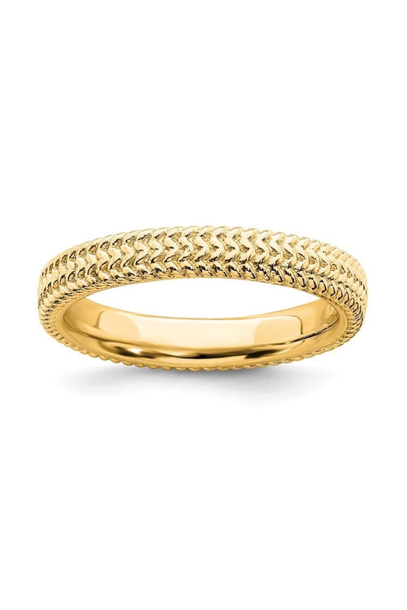 Sterling Silver Stackable Gold-Flashed Ring - 3.2 Grams - Size 7
