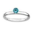 thumbnail image 1 of Sterling Silver Stackable High 4mm Round Blue Topaz Ring - .30 cwt - Size 9, 1 of 1
