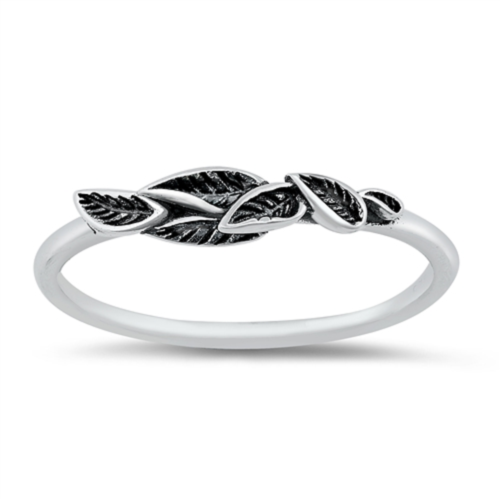 thumbnail image 1 of Sterling Silver Stackable Leaves Ring Size 4, 1 of 3