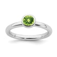 thumbnail image 1 of Sterling Silver Stackable Low 5mm Round Peridot Ring - .57 cwt - Size 9, 1 of 2